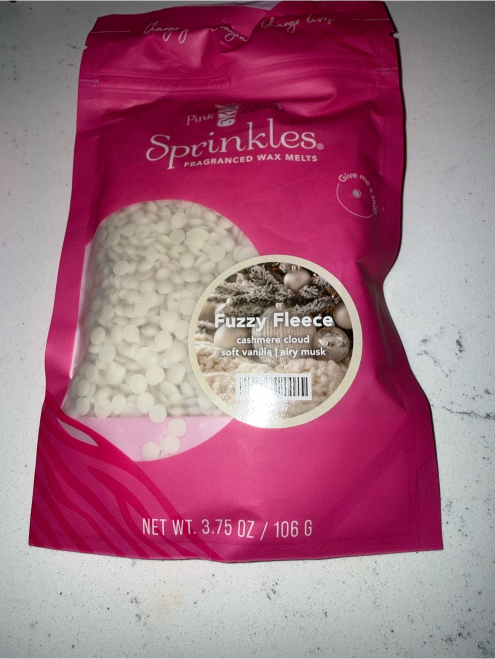 ❄️🍁Pink Zebra Sprinkles Fuzzy Fleece Fragranced Wax Melts - Pink & White